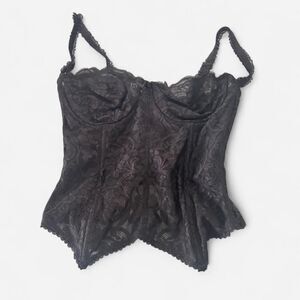 Black lace sweetheart corset top pointy hemline with adjustable straps